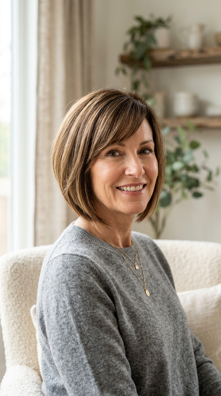 A-Line Bob with Side-Swept Fringe