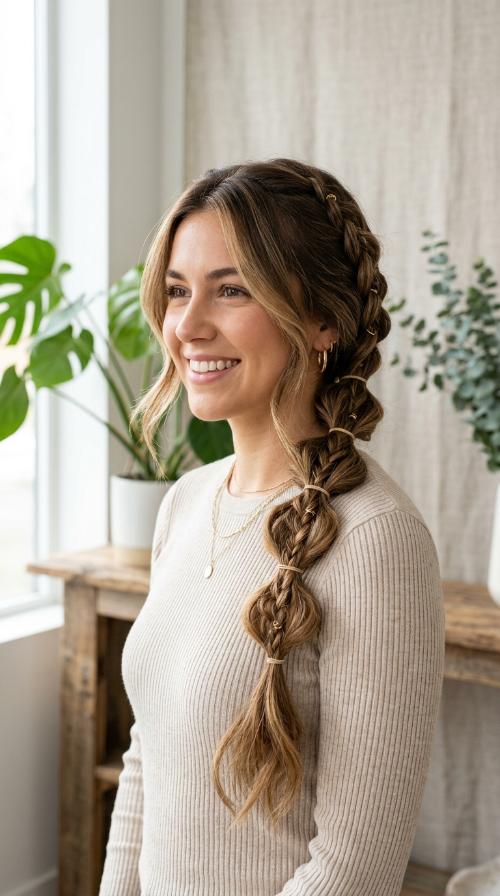 Accented Bubble Braid with 4 Strands