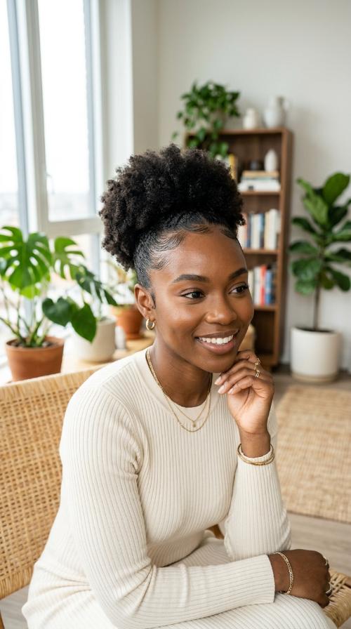Afro Puff with Slicked Edges