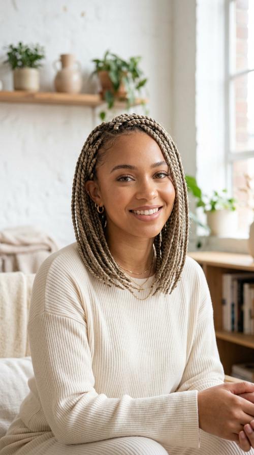 Ash Blonde Braided Bob