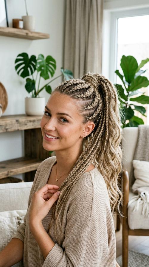 Ash Blonde Braided Ponytail