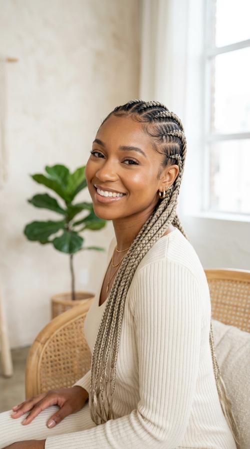 Ash Blonde Feed-in Braids