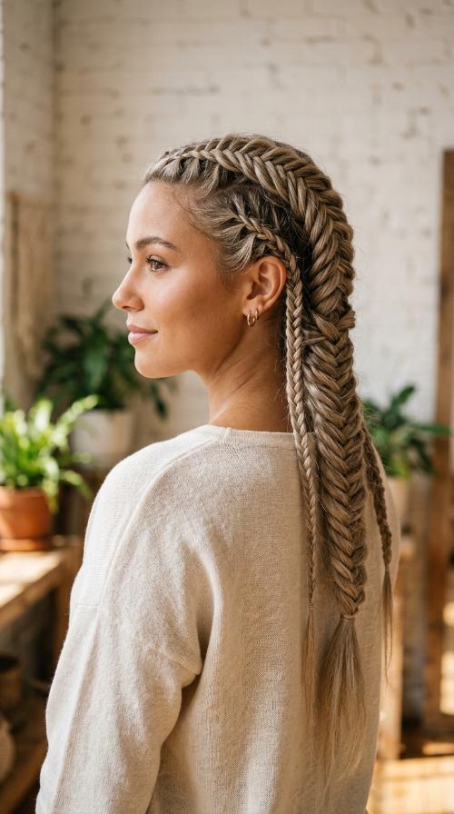 Ash Blonde Fishtail Braids