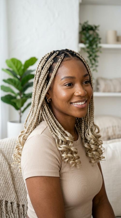 Ash Blonde French Curl Braids