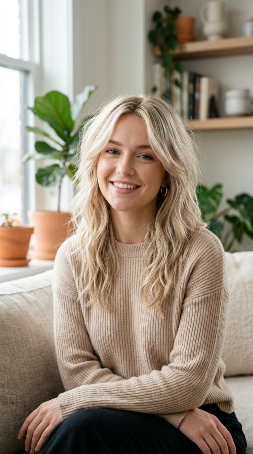 Ash Blonde Layered Shag