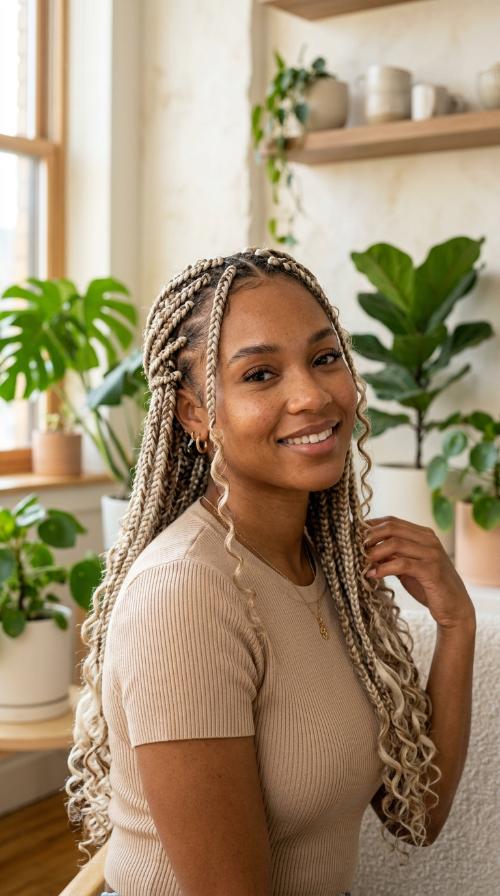 Ash Blonde Mixed Texture Braids