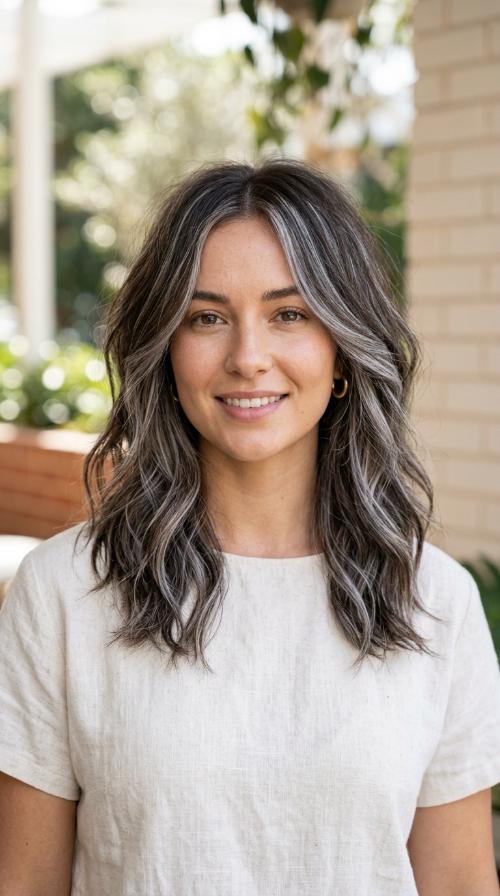Ashy Silver Highlights on Textured Layers