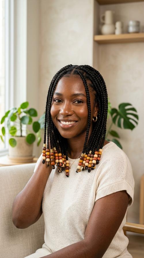 Beaded End Short Braids