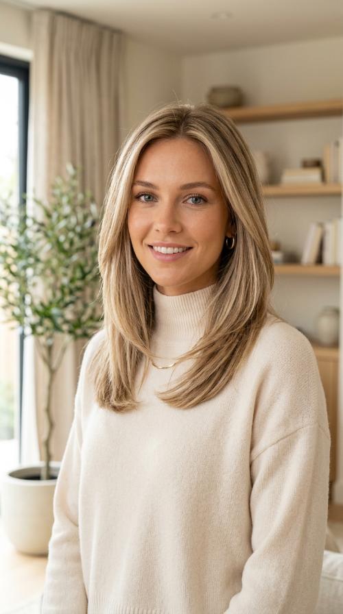 Beige Blonde Straight Layers