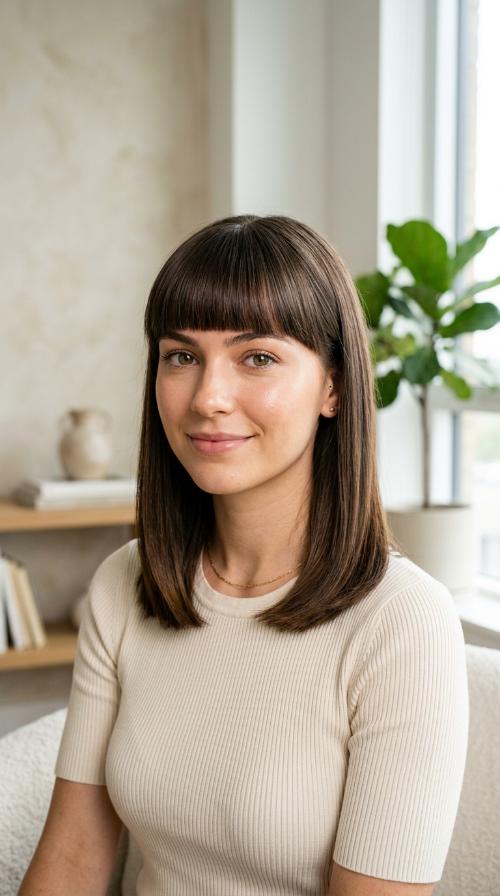 Blunt Bangs with Straight Lob