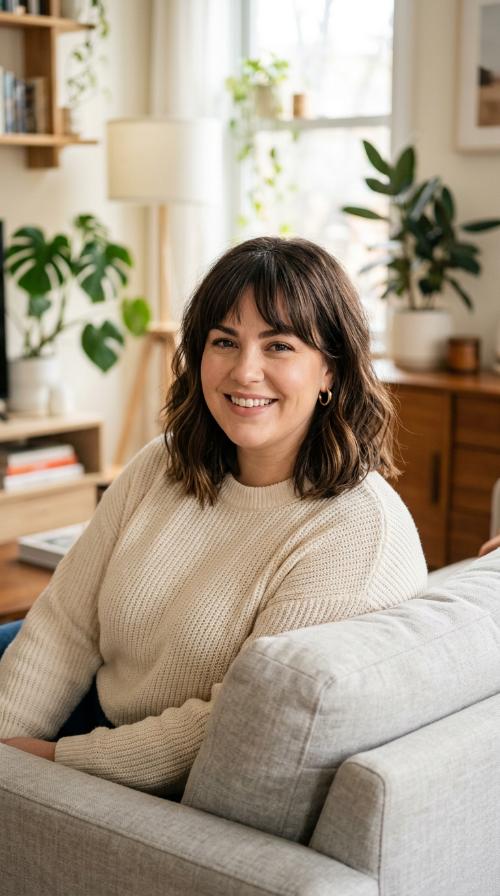 Blunt Cut Lob with Face-Framing Fringe