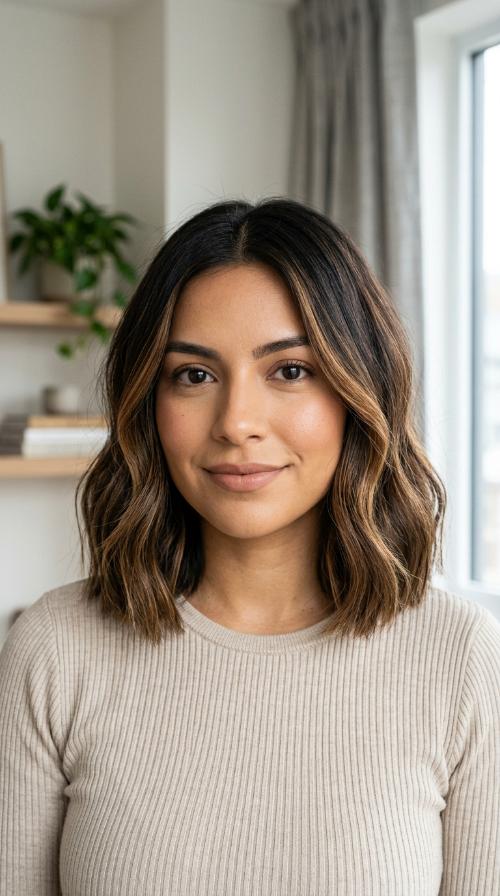 Blunt Cut with Caramel Balayage