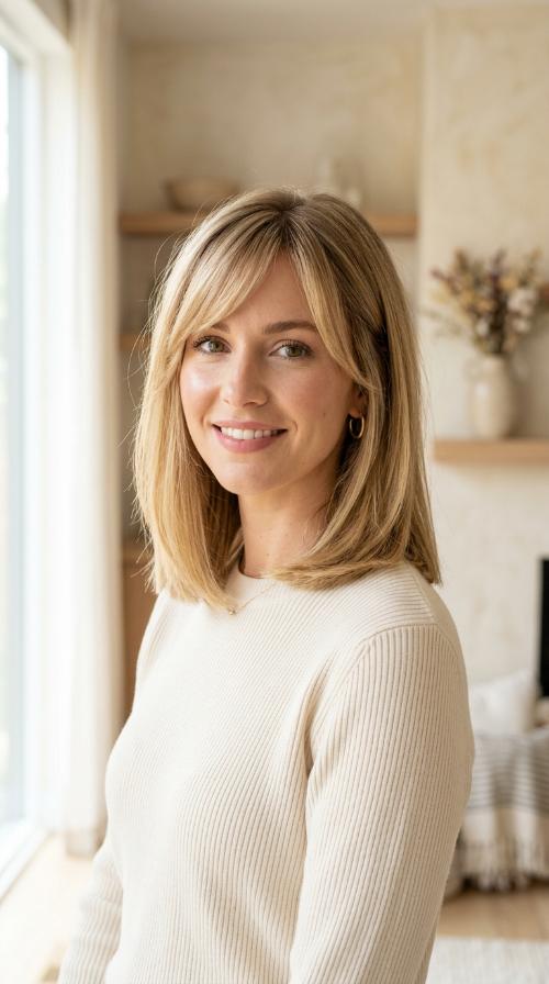 Blunt Cut with Side-Swept Bangs