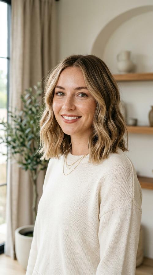 Blunt Lob with Soft Textured Waves