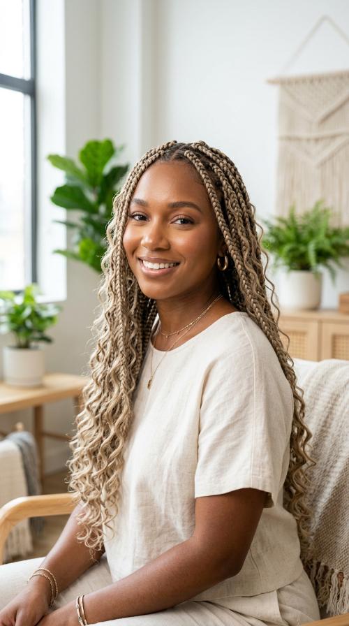 Bohemian Ash Blonde Goddess Braids