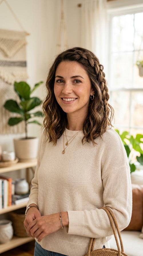Bohemian Braided Brunette Lob