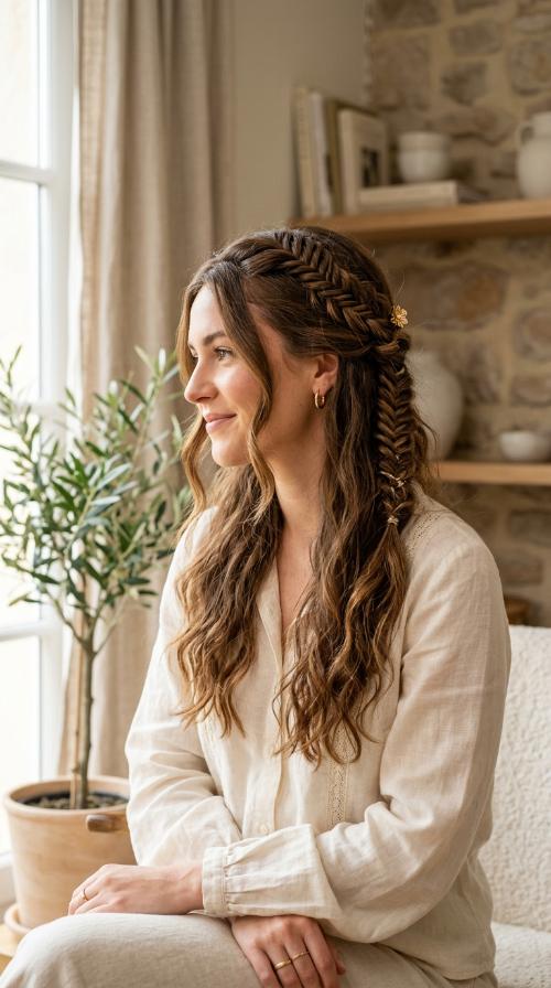 Bohemian Fishtail Half-Up