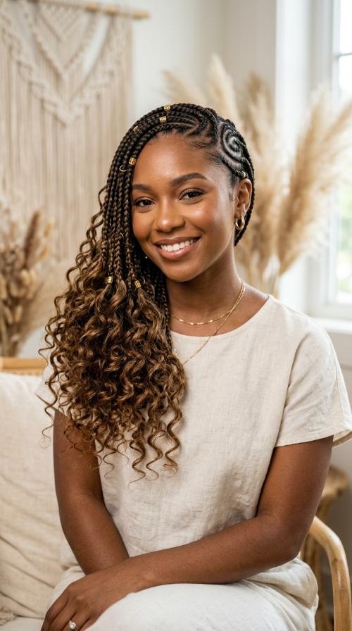 Bohemian Lemonade Braids with Loose Curls