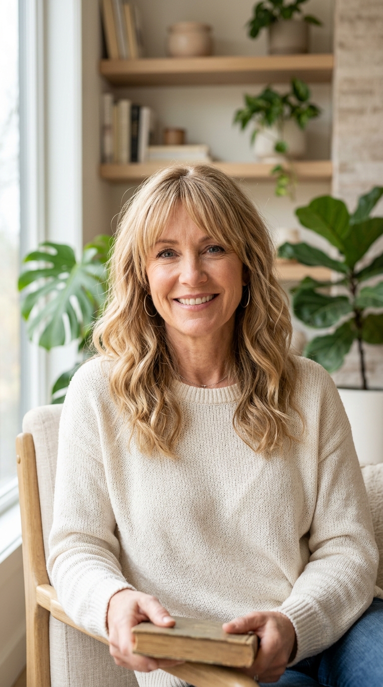 Bohemian Waves with Long Bangs
