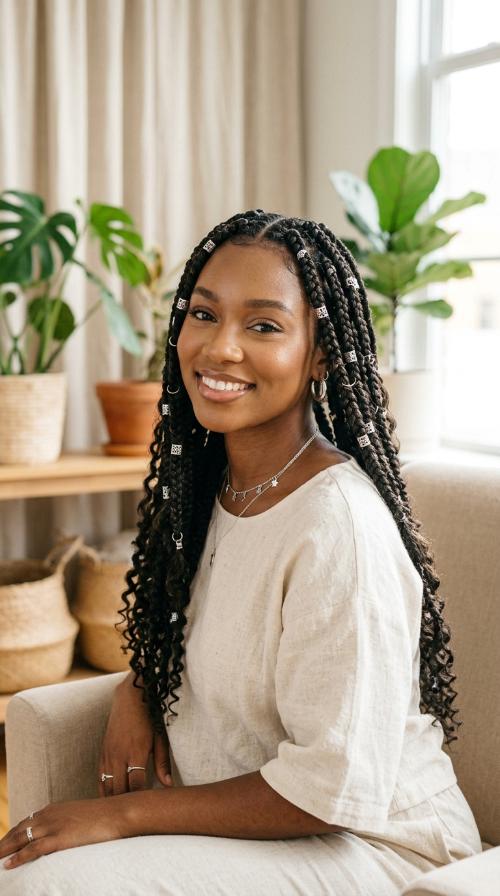 Boho Braids with Silver Cuffs