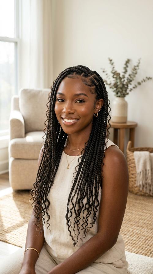 Boho Braids with Sleek Edges