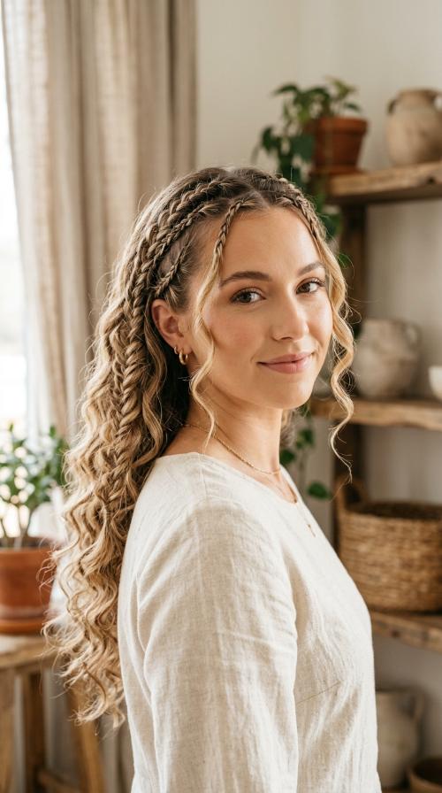 Boho Fishtail Accents with Romantic Ringlets