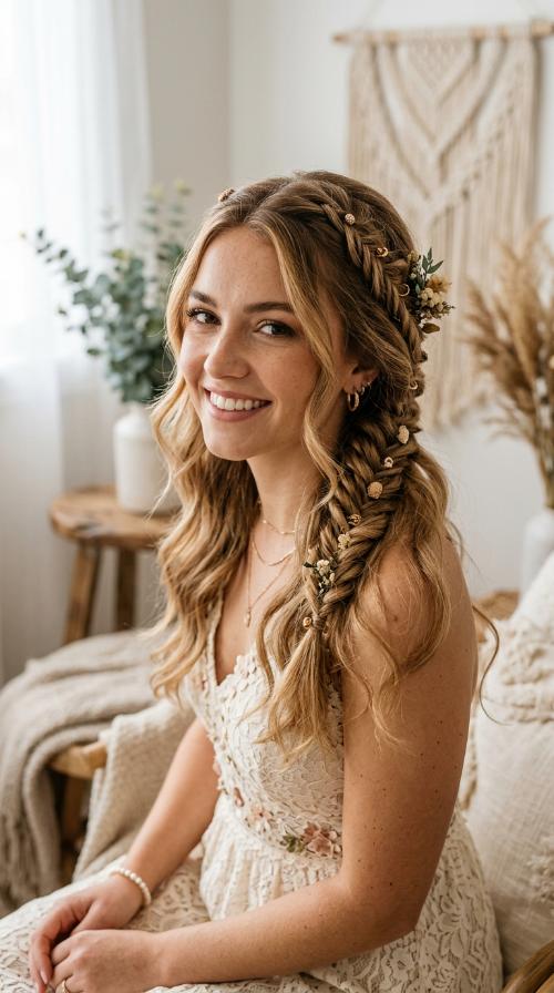 Boho Fishtail Half-Up