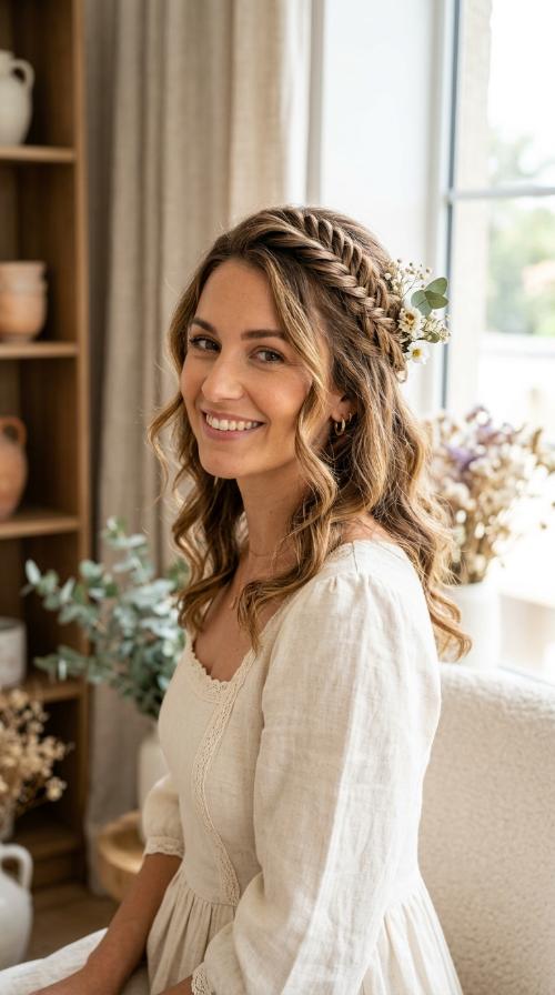 Boho Fishtail Half-Up