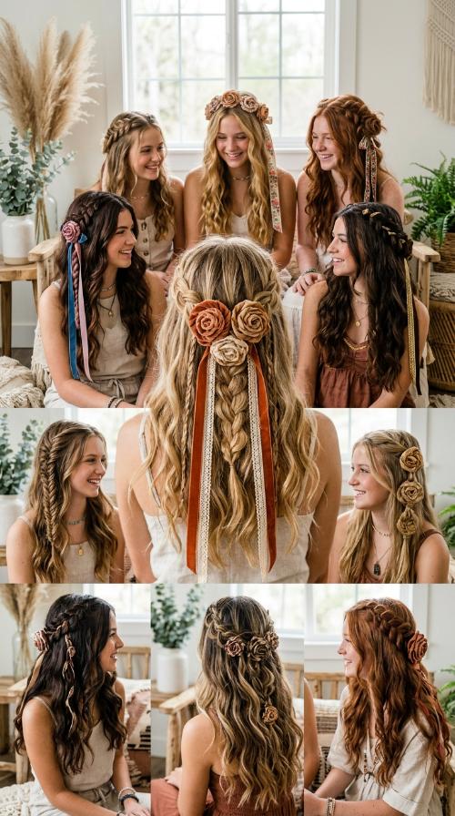 Boho Half-Up Rosette Braid