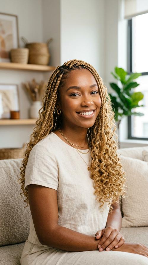 Boho Honey Blonde with Curly Ends