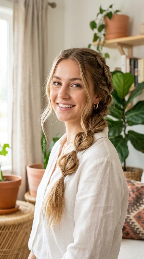 Boho Messy Bubble Braid