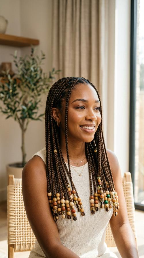 Box Braids with Beads