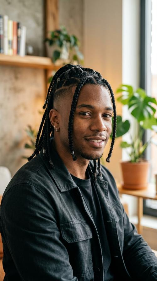 Box Braids with Undercut
