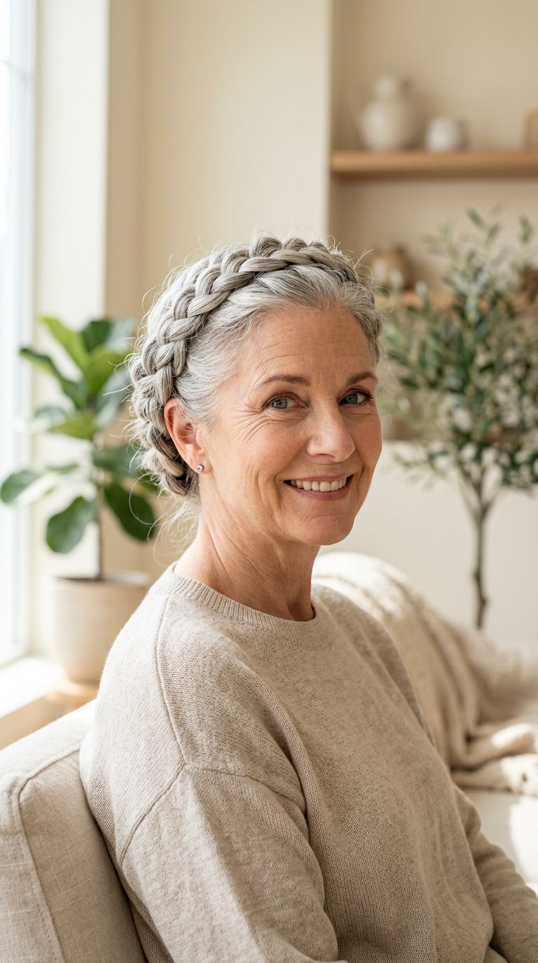 Braided Crown for Gray Hair