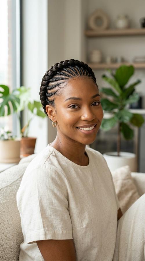 Braided Crown Halo Cornrows