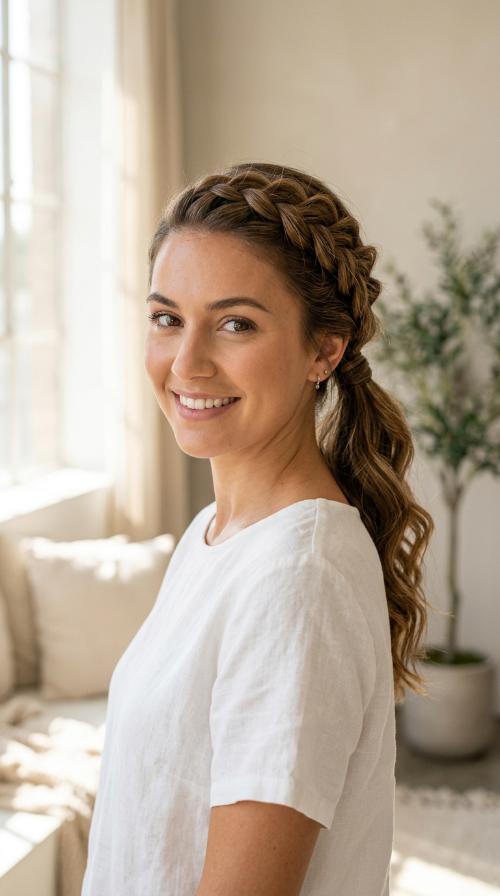 Braided Crown Ponytail