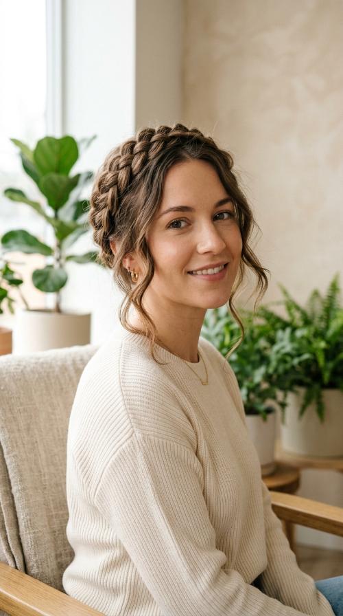 Braided Crown with Loose Ends