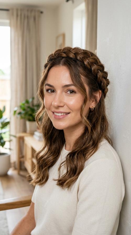 Braided Crown with Loose Ends