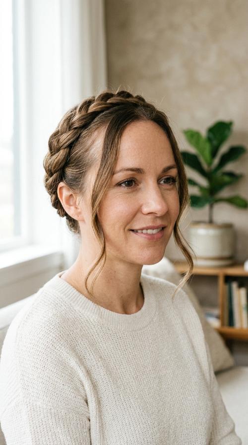 Braided Crown with Loose Strands