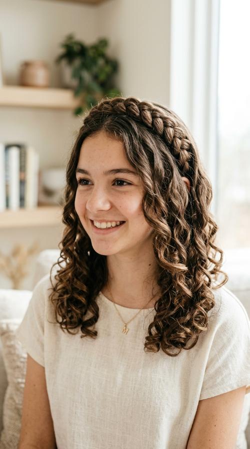 Braided Headband with Curls