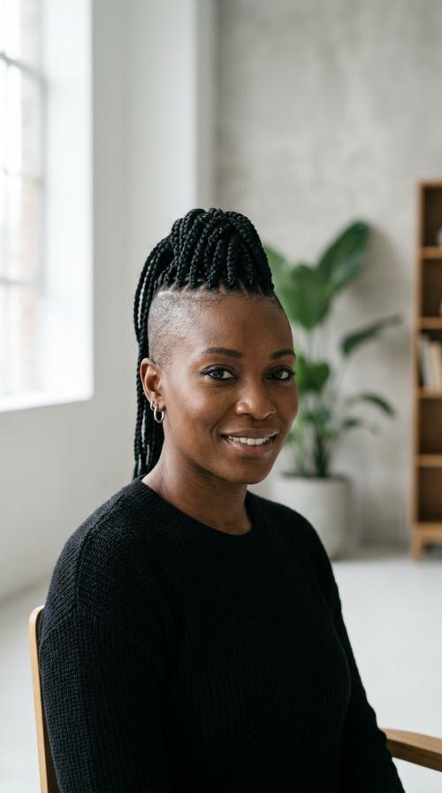 Braided Mohawk with Completely Shaved Sides