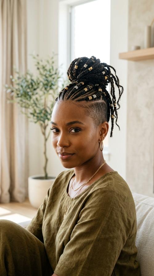 Braided Mohawk with Ring Accessories