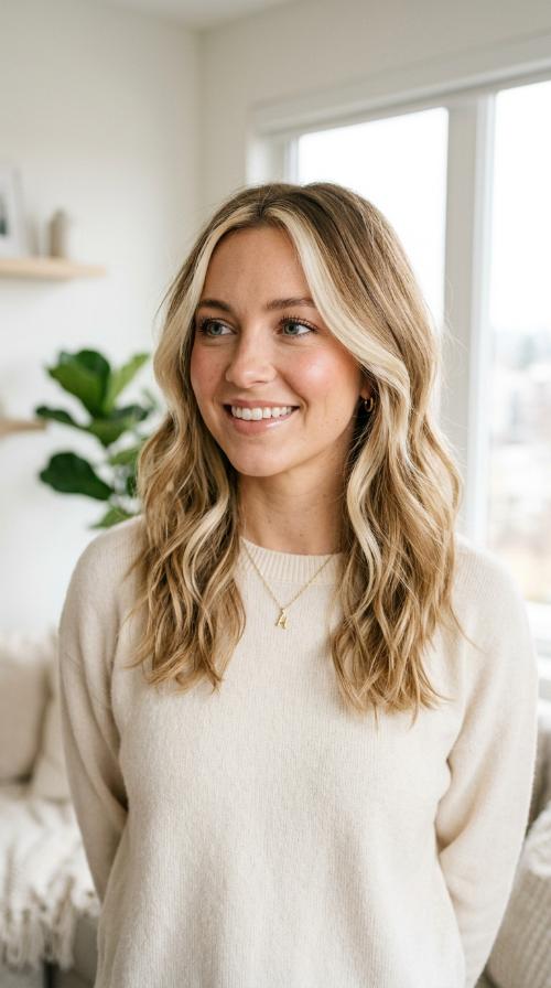 Bright Blonde Face Frame with Layered Cut