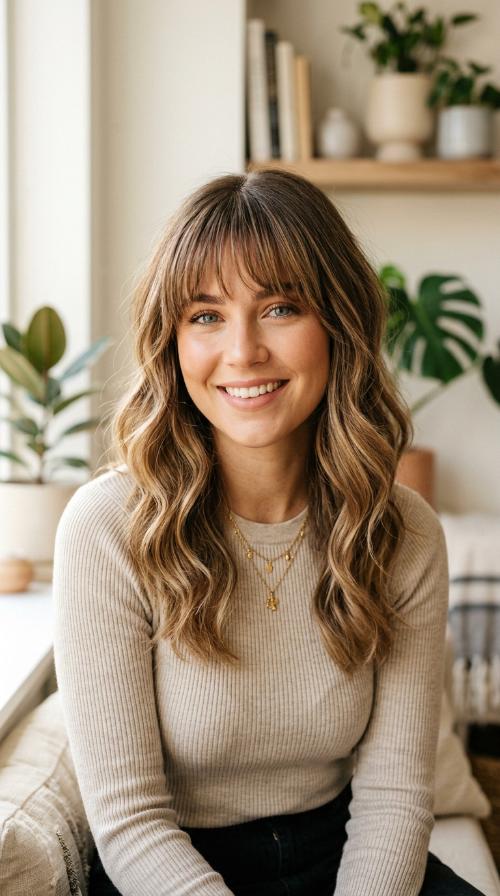 Bronde Balayage with Bangs