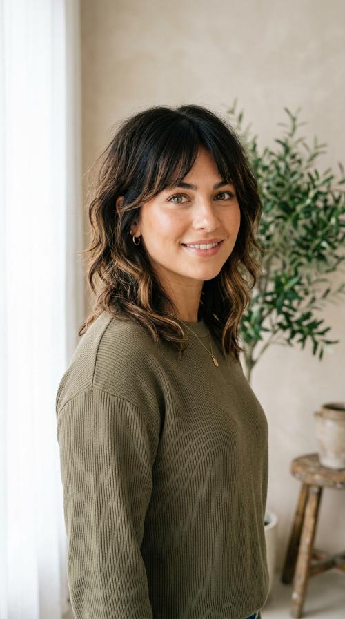 Brunette Balayage Wolf Cut