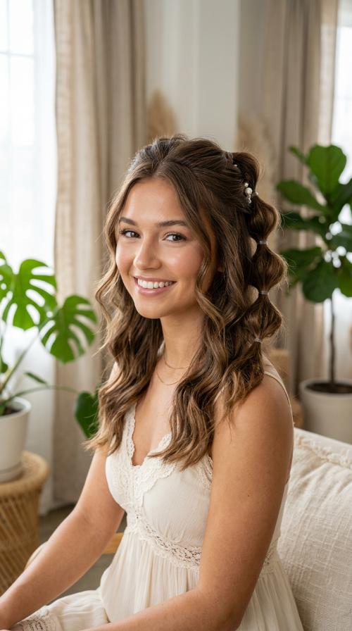 Bubble Braid Half-Up Look