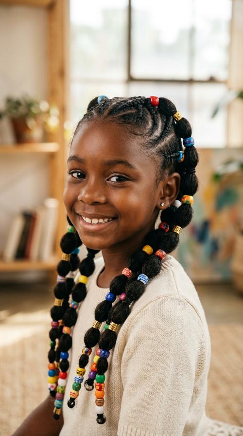 Bubble Braids with Multi-Colored Beads