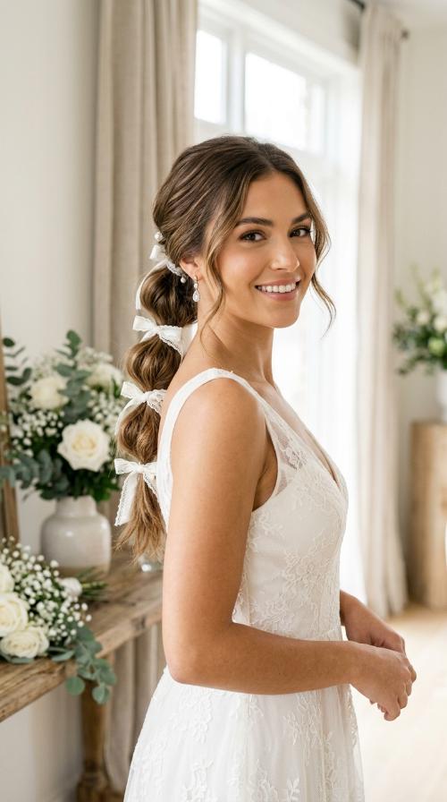 Bubble Ponytail with Ribbons