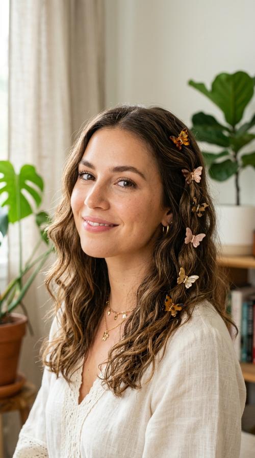 Butterfly Clip Accents on Natural Waves