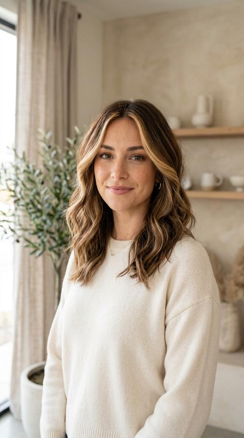 Butterscotch Highlights on Warm Brunette
